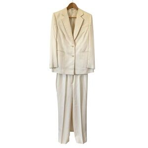 Wendy Harrison Beverly Hills Bespoke Cream Suit Bridal Old Money Preppy 6/8